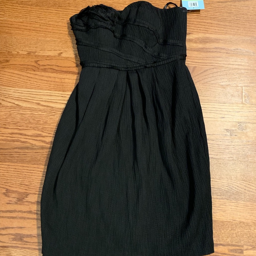 Suzi Chin black strapless formal dress